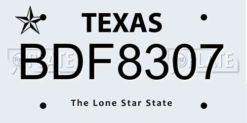 BDF8307 Texas License Plate
