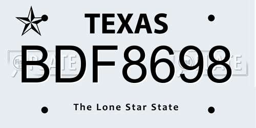 BDF8698 Texas License Plate