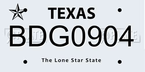 BDG0904 Texas License Plate