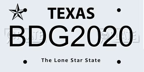 BDG2020 Texas License Plate