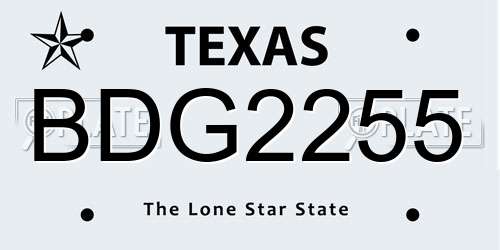 BDG2255 Texas License Plate