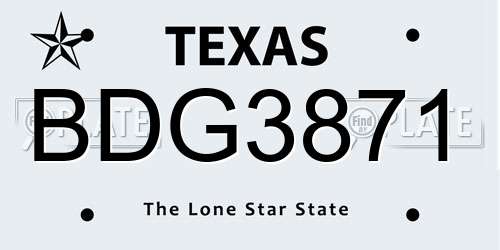 BDG3871 Texas License Plate