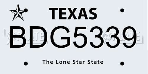 BDG5339 Texas License Plate