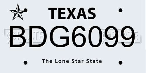 BDG6099 Texas License Plate