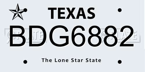 BDG6882 Texas License Plate