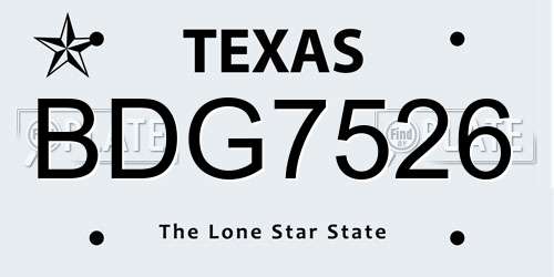 BDG7526 Texas License Plate
