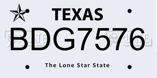 BDG7576 Texas License Plate