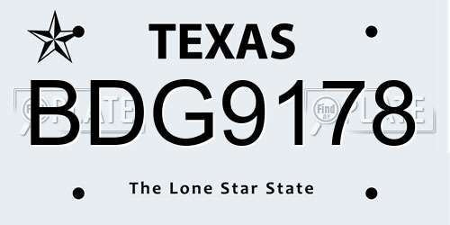 BDG9178 Texas License Plate