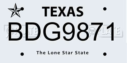 BDG9871 Texas License Plate