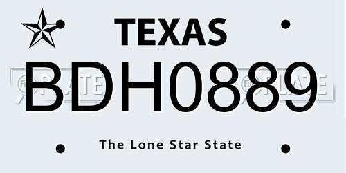 BDH0889 Texas License Plate