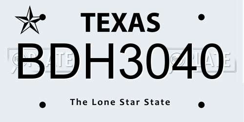 BDH3040 Texas License Plate