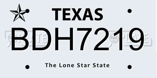 BDH7219 Texas License Plate