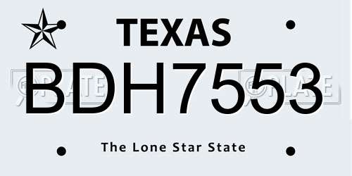 BDH7553 Texas License Plate