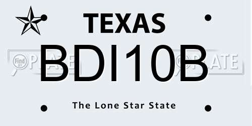 BDI10B Texas License Plate