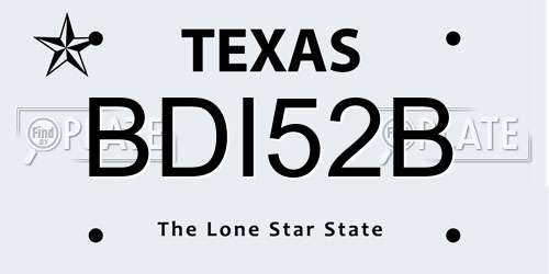 BDI52B Texas License Plate