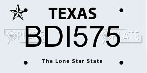 BDI575 Texas License Plate