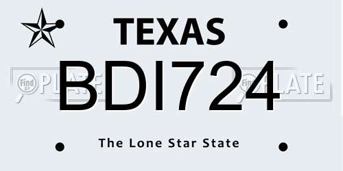 BDI724 Texas License Plate