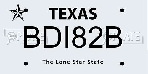 BDI82B Texas License Plate
