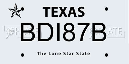 BDI87B Texas License Plate