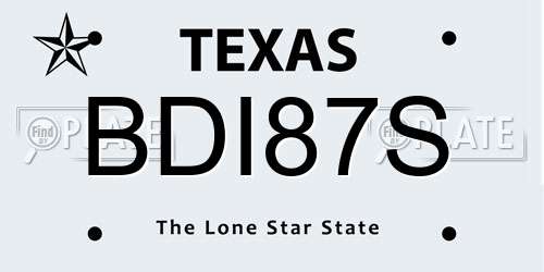 BDI87S Texas License Plate
