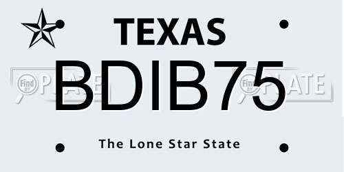BDIB75 Texas License Plate