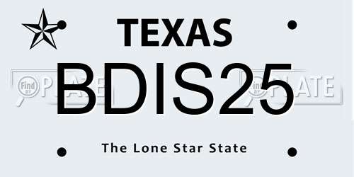 BDIS25 Texas License Plate