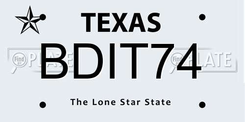BDIT74 Texas License Plate