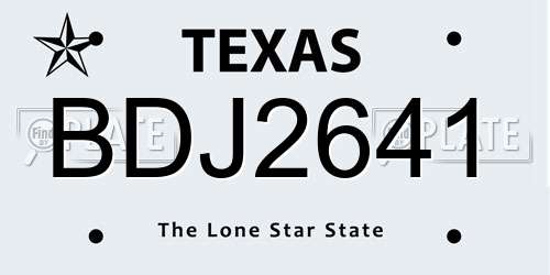 BDJ2641 Texas License Plate
