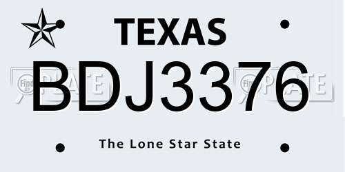 BDJ3376 Texas License Plate