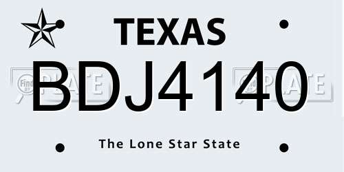 BDJ4140 Texas License Plate