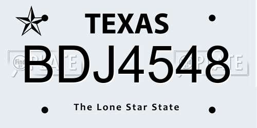 BDJ4548 Texas License Plate