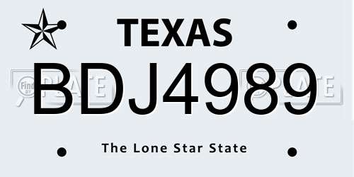 BDJ4989 Texas License Plate