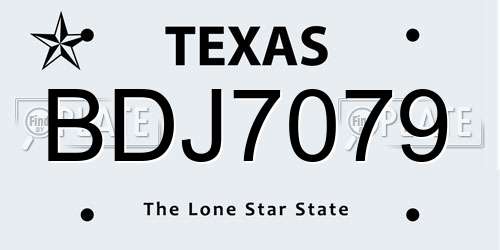 BDJ7079 Texas License Plate