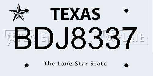 BDJ8337 Texas License Plate