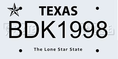 BDK1998 Texas License Plate