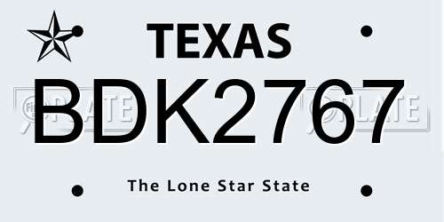 BDK2767 Texas License Plate