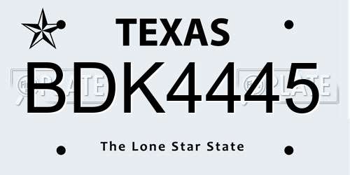 BDK4445 Texas License Plate