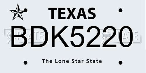 BDK5220 Texas License Plate