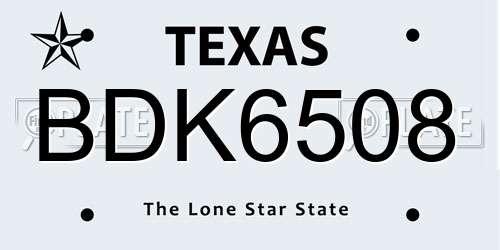 BDK6508 Texas License Plate
