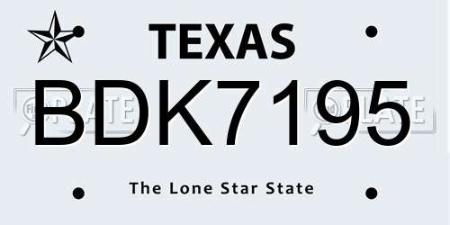 BDK7195 Texas License Plate