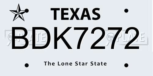 BDK7272 Texas License Plate