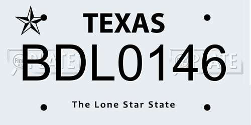 BDL0146 Texas License Plate