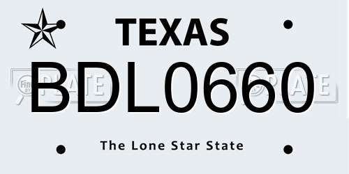 BDL0660 Texas License Plate