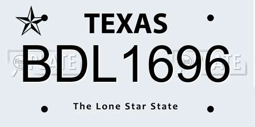 BDL1696 Texas License Plate