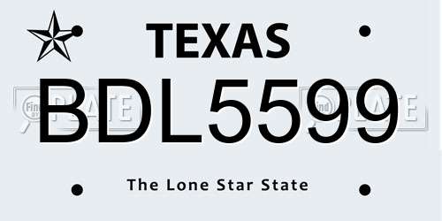 BDL5599 Texas License Plate