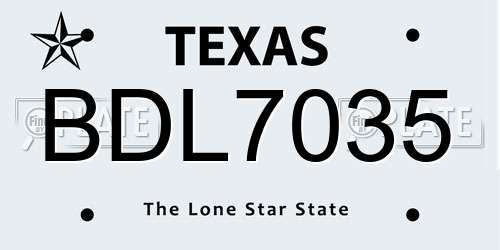 BDL7035 Texas License Plate