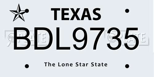 BDL9735 Texas License Plate