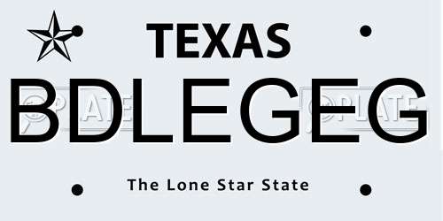 BDLEGEG Texas License Plate