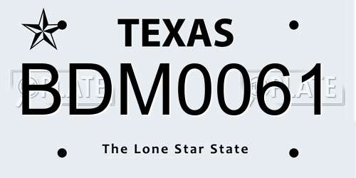 BDM0061 Texas License Plate
