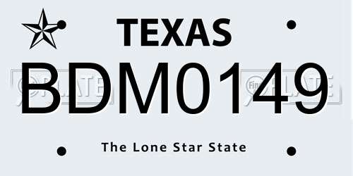 BDM0149 Texas License Plate